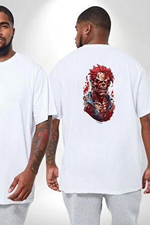 Zombi Beyaz The Walking Dead  Büyük Beden Beyaz Tişört Kadın Erkek Ünisex Sırt Baskılı