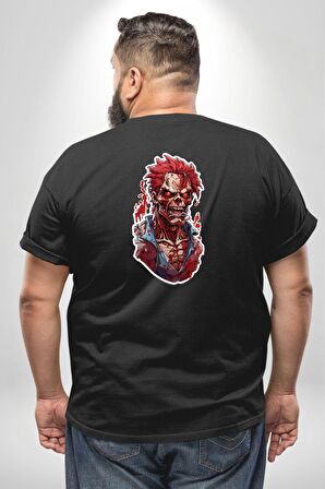 Zombi Siyah The Walking Dead  Büyük Beden Siyah Tişört Kadın Erkek Ünisex Sırt Baskılı