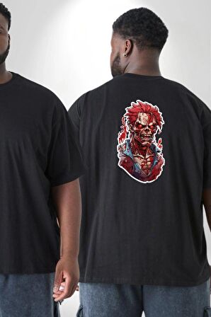 Zombi Siyah The Walking Dead  Büyük Beden Siyah Tişört Kadın Erkek Ünisex Sırt Baskılı