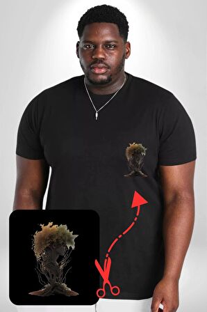 Çiçek Siyah Kız Moda Doğa Kök Salımı Siyah Büyük Beden Kadın Basic Minimal Baskılı Tişört