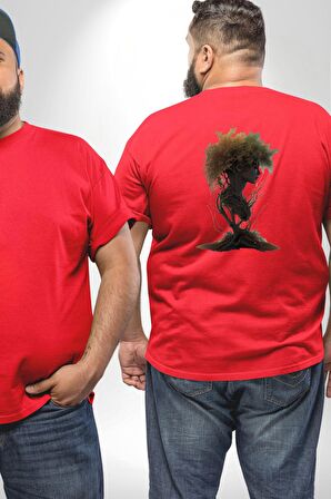 Çiçek Kırmızı Kız Moda Doğa Kök Salımı Büyük Beden Kırmızı Tişört Kadın Erkek Ünisex Sırt Baskılı