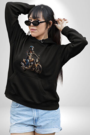 Kask Motorsiklet Dünya Turu Kadın Erkek  Siyah Kapüşonlu Sweatshirt Hoodie