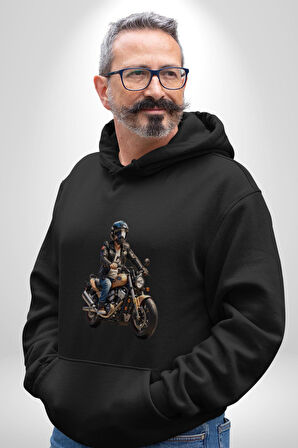 Kask Motorsiklet Dünya Turu Kadın Erkek  Siyah Kapüşonlu Sweatshirt Hoodie