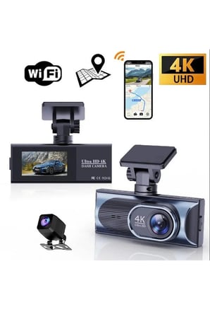 Çift Lensli Ultra HD 4K Araç İçi Kamera Geniş Açı WiFi Uygulama Kontrolü Döngüsel Kayıt Gece Görüşlü