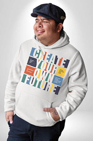 Geleçeği Seninle Planlayalım  Kadın Erkek  Beyaz Kapüşonlu Sweatshirt Hoodie