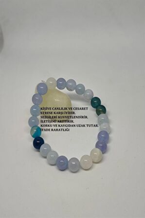 Sertifikalı 8 Mm Dumanlı Kuvars, Larvakit, Labradorit, Ay Taşı Doğaltaş Bileklik