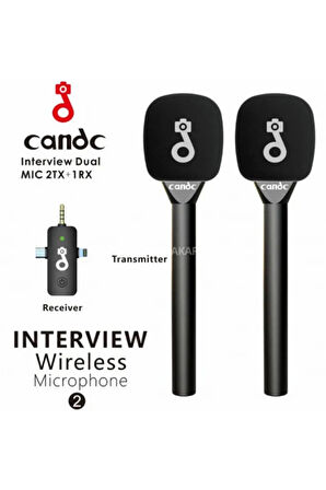 Çift Mikrofonlu Profosyonel Kablosuz Yüksek Kaliteli Ses Kaydı Röportaj Mikrofonu
