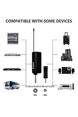 Profesyonel Çiftli Kablosuz Mikrofon Seti Karaoke Şarj Edilebilir 50 Metre Mesafe