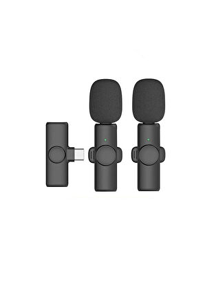 Kablosuz Yaka Mikrofonu Typ-c 2 li Mini Mikrofon