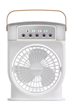 Şarjlı 600 Ml Su Hazneli Taşınabilir Masaüstü Vanilatör  Güçlü Fan Ve 2000 Mah Pil Beyaz