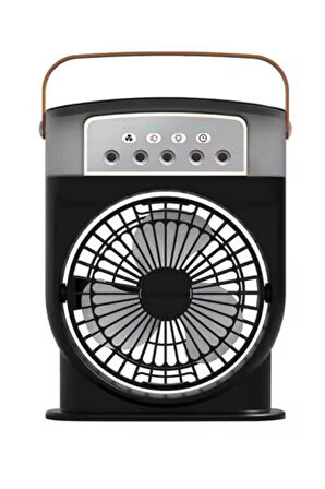 Şarjlı 600 Ml Su Hazneli Taşınabilir Masaüstü Vanilatör  Güçlü Fan Ve 2000 Mah Pil Siyah