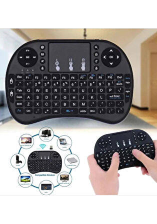 Smart Tv Box Ps3 Uyumlu Kablosuz Dokunmatik Işıklı Şarjlı Touchpadli Mini Q Klavye