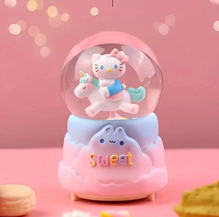 Hello Kitty Işıklı Müzikli Kar Küresi Orta Boy Alk3041