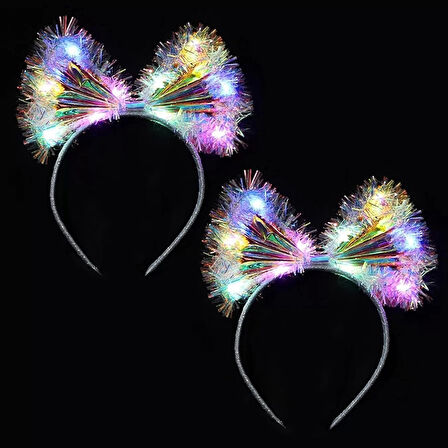 Işıltılı Fiber Fiyonk Gece Tacı Işıklı Ledli Eğlence Tacı 1 Adet 20x21 Cm