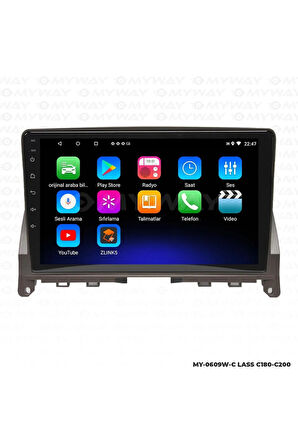 MERCEDES C CLASS C200 ANDROİD 12 MULTİMEDYA CARPLAY 2GB RAM+32GB HDD NAVİGASYON EKRAN