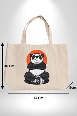 Yoga Panda 47X36x8 Kadın Erkek Çocuk Kanvas Körüklü Büyük Boy Çanta