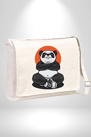 Yoga Panda  Kadın Erkek Çocuk Kanvas Postacı Çanta