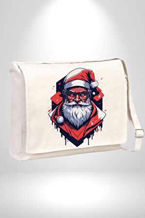 Cool Santa Claus Noel Baba Kadın Erkek Çocuk Kanvas Postacı Çanta