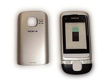 Nokia C2-05  Kapak Nokia C2-05 uyumlu Siyah Gri ön Kapak Arka Kapak ve Tuş Takımı