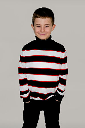 ALEXANDERGARDI ÇOCUK BALIKÇI YAKA ŞERİTLİ KAZAK (C21-18749)