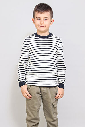 ALEXANDERGARDI ÇOCUK İNCE ÇİZGİLİ KAZAK (C21-18935)