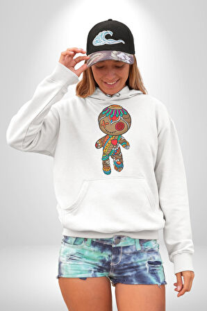 Voofoo Bebeği Doll Doldurulmuş Bebek Kadın Erkek  Beyaz Kapüşonlu Sweatshirt Hoodie