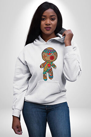 Voofoo Bebeği Doll Doldurulmuş Bebek Kadın Erkek  Beyaz Kapüşonlu Sweatshirt Hoodie
