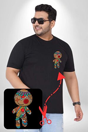 Voofoo Bebeği Doll Doldurulmuş Bebek Siyah Büyük Beden Kadın Basic Minimal Baskılı Tişört
