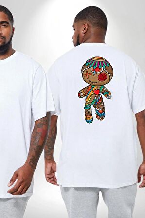 Voofoo Bebeği Doll Doldurulmuş Bebek Büyük Beden Beyaz Tişört Kadın Erkek Ünisex Sırt Baskılı
