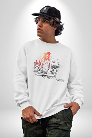Uluslararası Yoga Günü 21 Temmuz  Kadın Erkek  Beyaz Baskılı Sweatshirt 