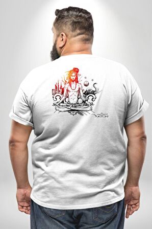 Uluslararası Yoga Günü 21 Temmuz  Büyük Beden Beyaz Tişört Kadın Erkek Ünisex Sırt Baskılı