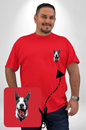 Doberman Kırmızı Dil Kırmızı Dik Kulak Kırmızı Büyük Beden Kadın Basic Minimal Baskılı Tişört
