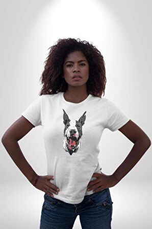 Doberman Kırmızı Dil Siyah Dik Kulak Kadın Erkek Unisex Beyaz Organik Baskılı T-Shirt Penye Yüksek Kalite