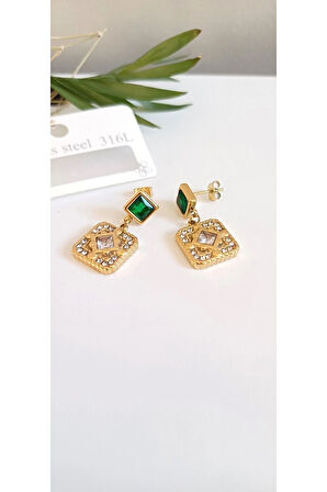 ÇELİK KÜPE KADIN 316L 2 Lİ ZARİF TAŞ  DETAYLI KIKIRDAK RENK ATMAZ GARANTİLİ