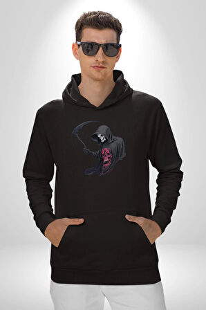 Azrail Kurukafa Ölüm Kadın Erkek  Siyah Kapüşonlu Sweatshirt Hoodie