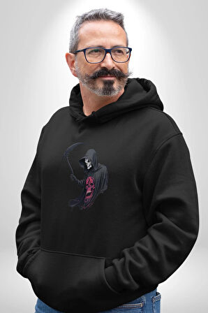 Azrail Kurukafa Ölüm Kadın Erkek  Siyah Kapüşonlu Sweatshirt Hoodie