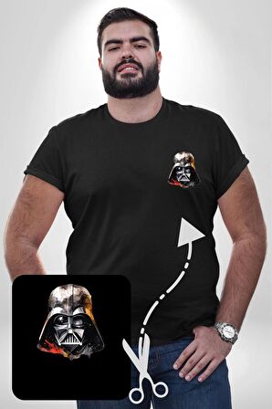 Darth Vader Kafatası Siyah Büyük Beden Kadın Basic Minimal Baskılı Tişört