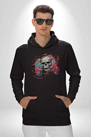 Oyun Kumandası İnsanı Ele Geçirişi Kadın Erkek  Siyah Kapüşonlu Sweatshirt Hoodie
