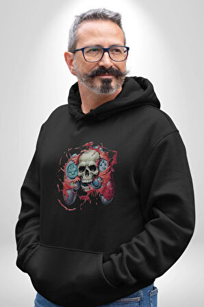 Oyun Kumandası İnsanı Ele Geçirişi Kadın Erkek  Siyah Kapüşonlu Sweatshirt Hoodie