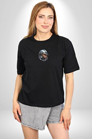 Kafamın İçindeki Lağım  Siyah Oversize Kadın Erkek Ön Orta Minimal Baskılı Tişört