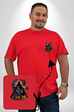 Pink Floyd Göz Piramit Kırmızı Büyük Beden Kadın Basic Minimal Baskılı Tişört