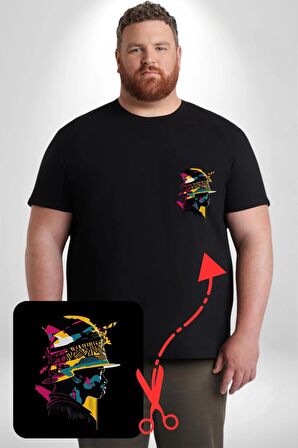 Canlı Afrobeat Füzyon Renkli Siluet Siyah Büyük Beden Kadın Basic Minimal Baskılı Tişört