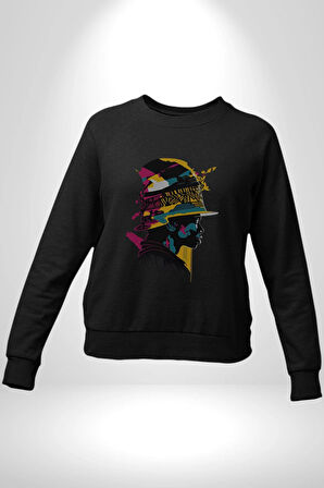 Canlı Afrobeat Füzyon Renkli Siluet Kadın Erkek  Siyah Baskılı Sweatshirt 