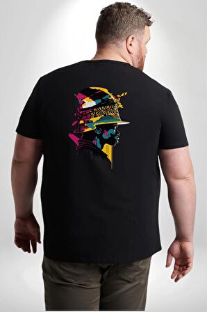Canlı Afrobeat Füzyon Renkli Siluet Büyük Beden Siyah Tişört Kadın Erkek Ünisex Sırt Baskılı