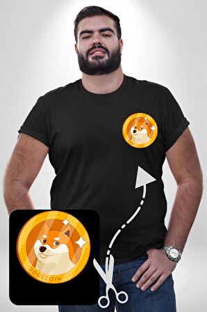 Doge Coin Siyah Büyük Beden Kadın Basic Minimal Baskılı Tişört