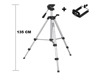 Tripod : Telefon Ve Kamera Tutucu Ayak + Telefon Tutucu - 105cm