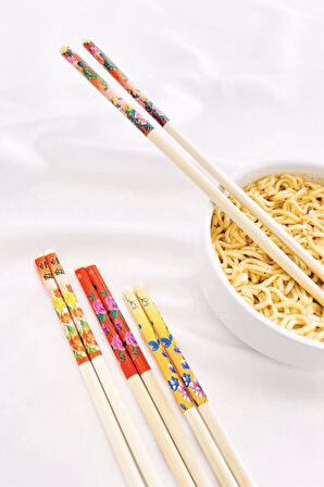 Bambu Chopstick Çubuk Yemek Çubuğu Yıkanabilir Tekrar Kullanılabilir (10 Çift- 20 Adet )