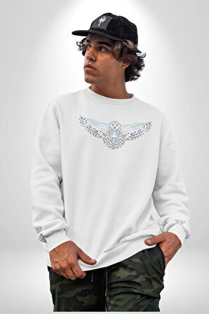 Harry Potter Beyaz Baykuş Dövme  Kadın Erkek  Beyaz Baskılı Sweatshirt 