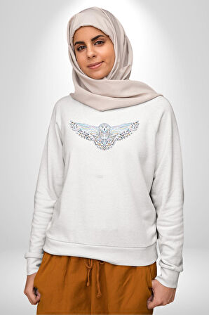 Harry Potter Beyaz Baykuş Dövme  Kadın Erkek  Beyaz Baskılı Sweatshirt 