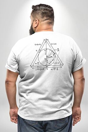 Pisagor Çember Matematik Büyük Beden Beyaz Tişört Kadın Erkek Ünisex Sırt Baskılı